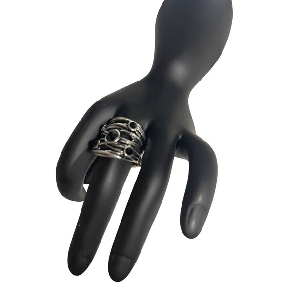 Bohemian Statement Rings Set Of 3 Tribal Designs Adjustable Costume Jewelry - Picture 3 of 5